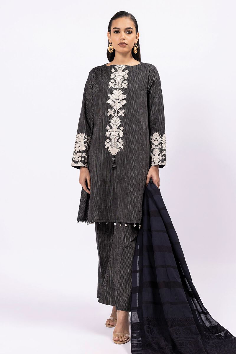 Embroidered | Yarn Dyed Slub | Fabrics 3 Piece | null