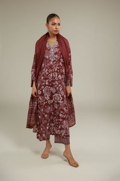 Embroidered | Raw Silk | Regular Floral Pants | GBP 25.00