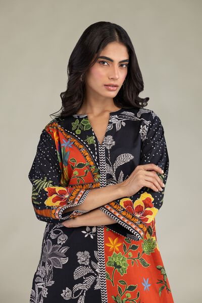 Printed | Cambric | V-Neck Floral Blouse | GBP 25.00