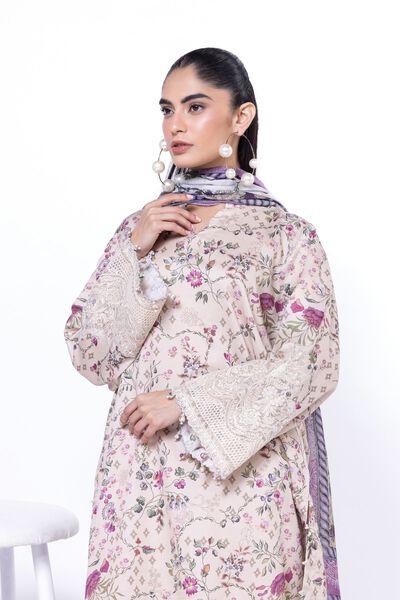 Embroidered | Cotton Satin | Fabrics 3 Piece | GBP 25.00