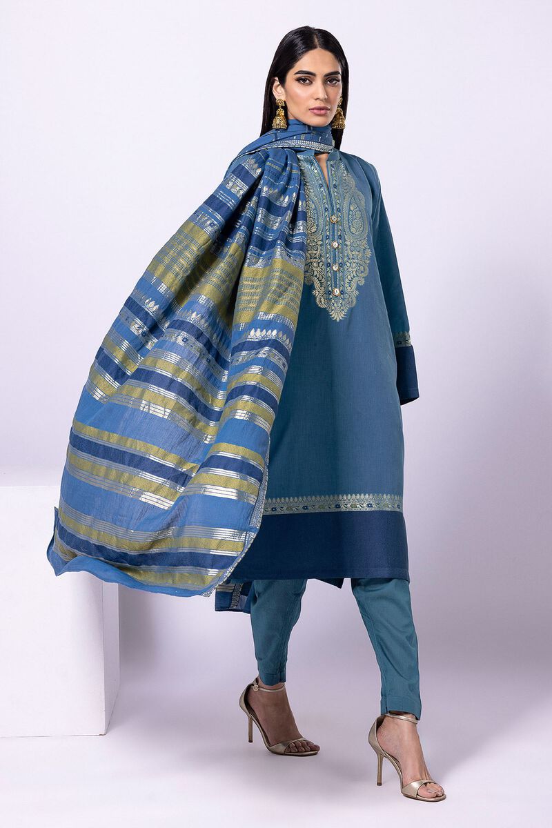 Dyed | Cotton Brosha Jacquard | Fabrics 3 Piece | null
