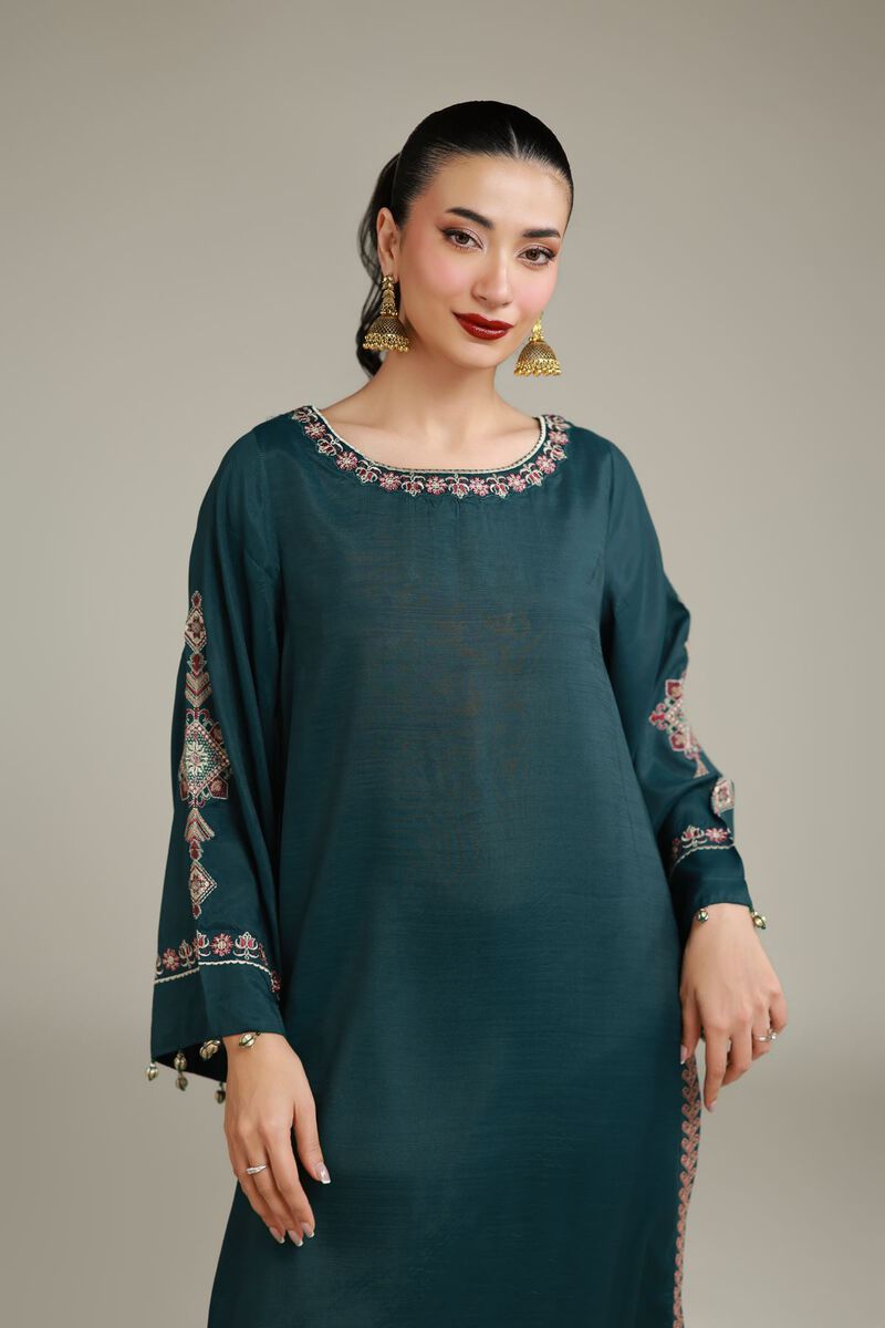 Geborduurde blouse van katoenmix met linnen - Zwart - Maat 40-64