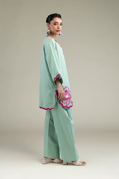 Embroidered | Cotton Dobby | Floral Mint Shalwar | GBP 25.00