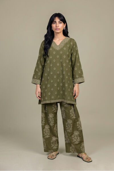 Printed | Light Khaddar | Olive Floral Shalwar | GBP 30.00