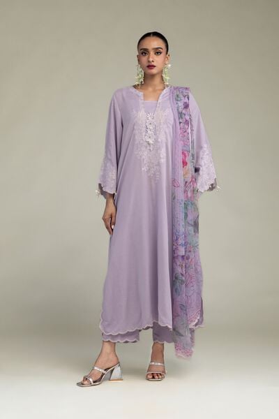Embroidered | Raw Silk | Lavender Silk Kurta | GBP 65.00