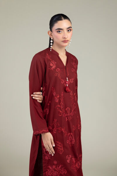 Embroidered | Raw Silk | V-Neck Silk Kurta | GBP 45.00