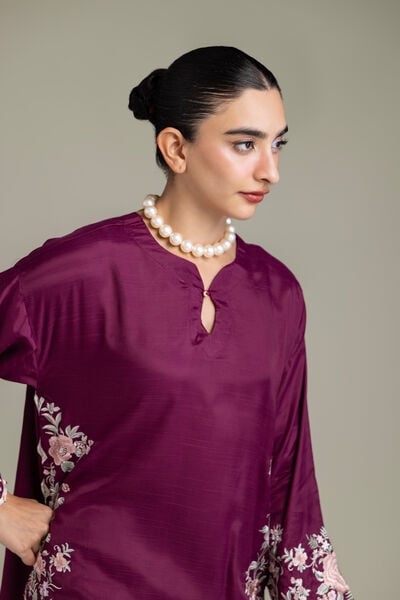 Embroidered | Raw Silk | Short Embroidered Kurta | GBP 60.00