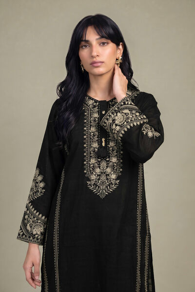 Printed | Light Khaddar | Black Khaddar Kurta | GBP 40.00