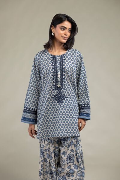 Embroidered | Cambric | Blue Cambric Kurta | GBP 35.00