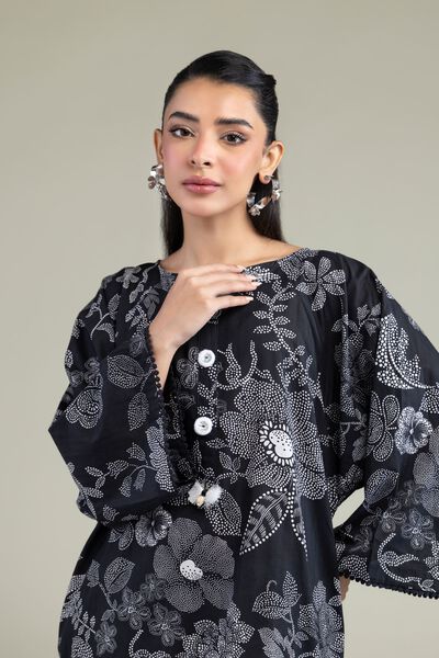 Printed | Cotton Dobby | Black Longline Kurta | GBP 30.00