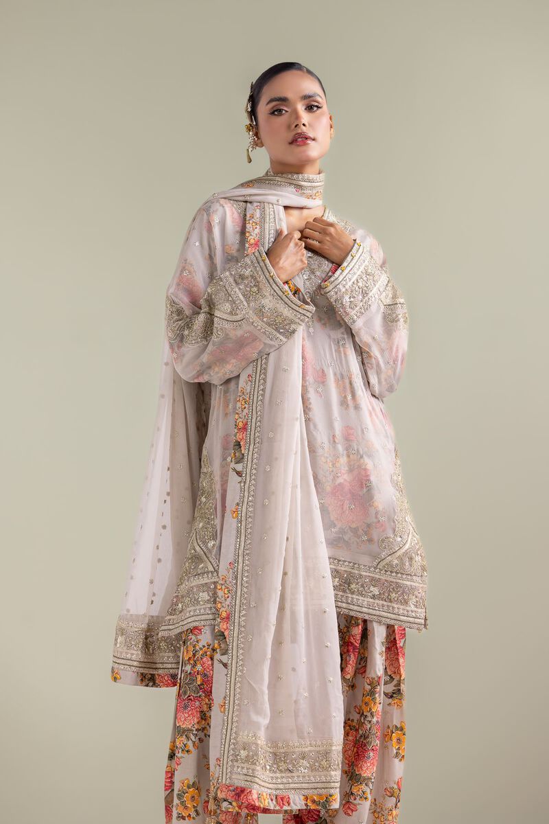 Embroidered | Chiffon | Floral Zari 3-piece | GBP 155.00
