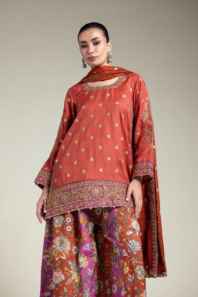 Embroidered | Raw Silk | Three-Piece Set | GBP 155.00