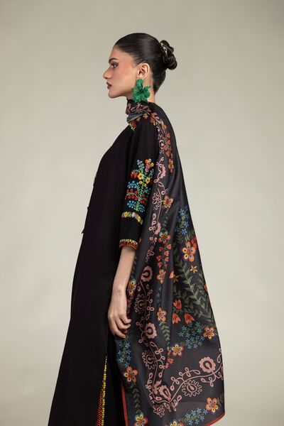 Embroidered | Polyester Silk | Floral Black Dupatta | GBP 20.00