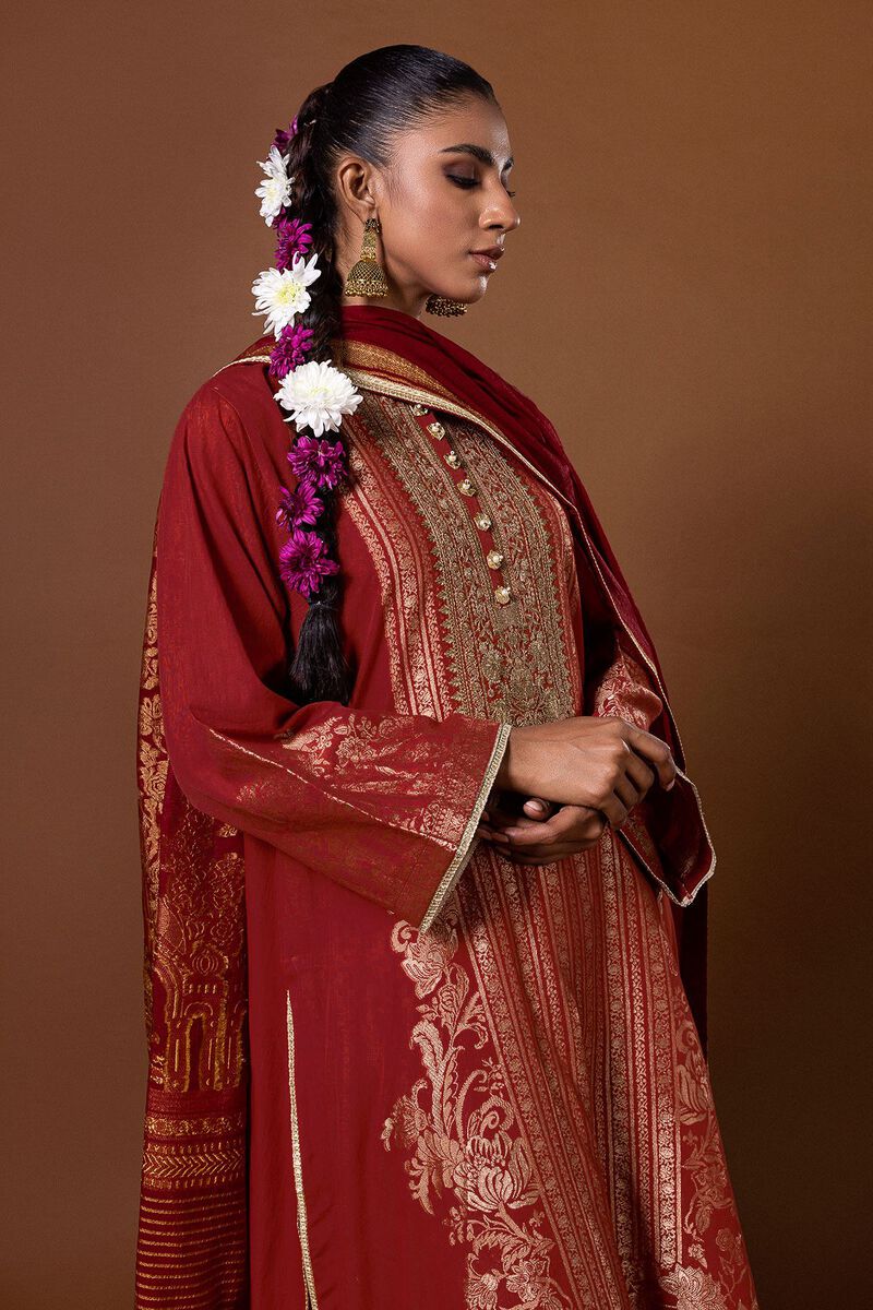 Dyed | Composed Polyester Brosha Jacquard | Fabrics 3 Piece | null