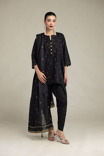 Embroidered | Raw Silk | Black Silk Shalwar | GBP 25.00