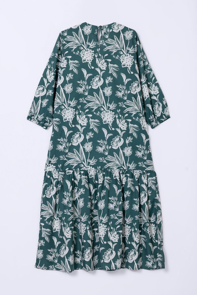 Printed | Dull Raw Silk | Maxi Dress | null
