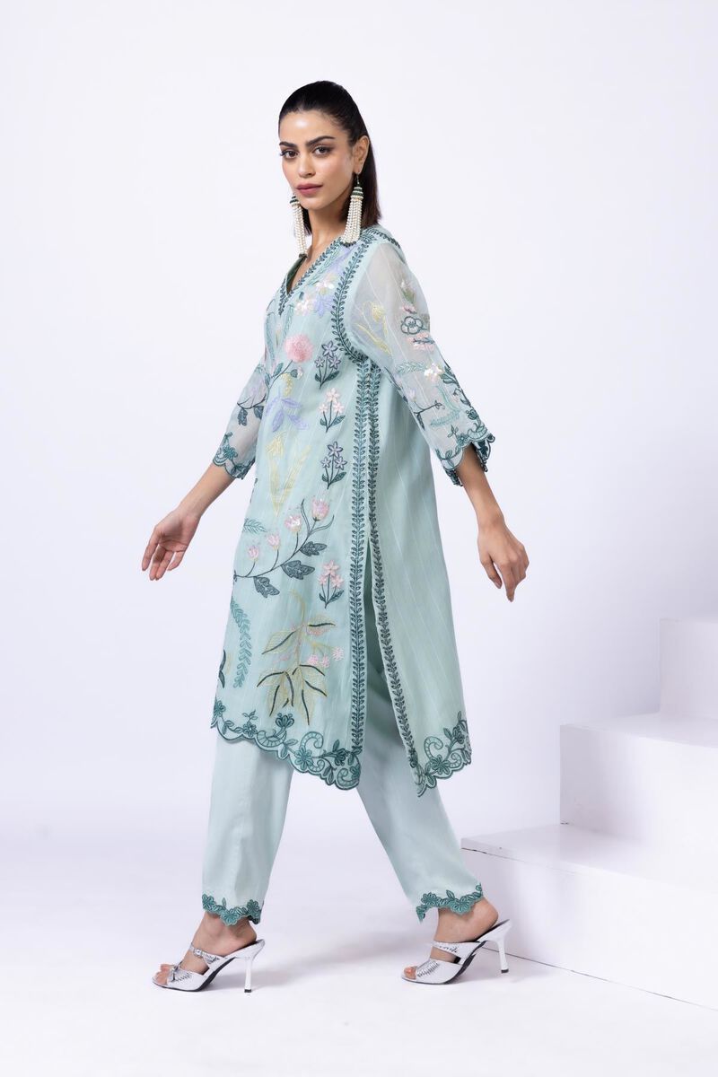 Embroidered | Cotton Zari Organza | Kurta | GBP 60.00