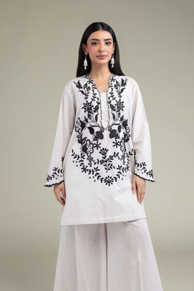 Embroidered | Cambric | Floral V-Neck Kurta | GBP 25.00