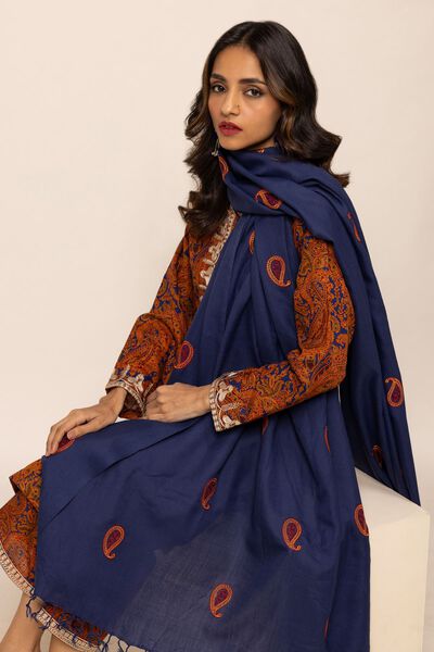 Shawl, NAVY, hi-res
