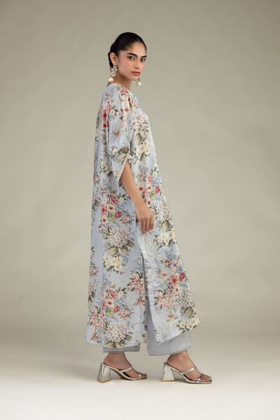 Embroidered | Blended Viscose | Blue Viscose Pants | GBP 25.00