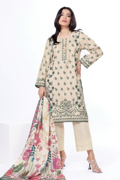 Embroidered | Dull Raw Silk | Fabrics 3 Piece | GBP 32.50