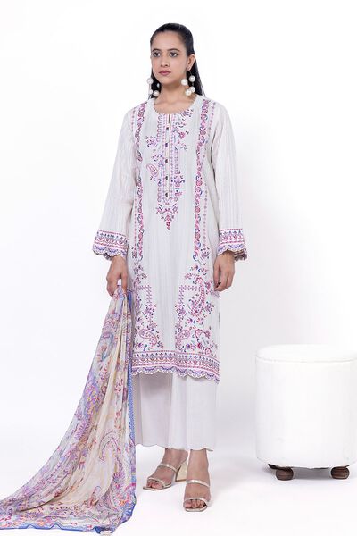 Embroidered | Textured Cotton | Tailored 3 Piece | GBP 40.00
