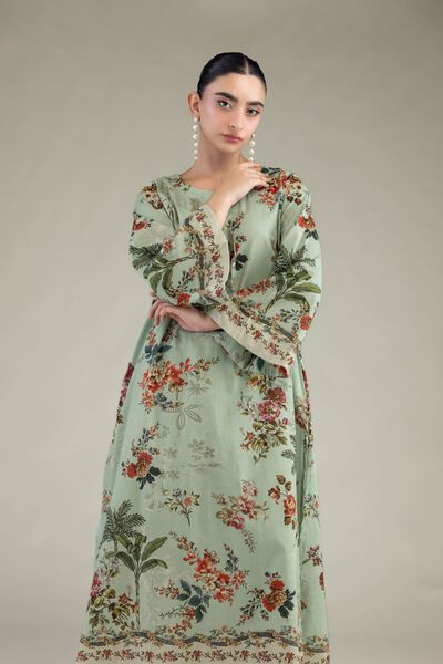 Printed | Cambric | Mint Cambric Kurta | GBP 35.00