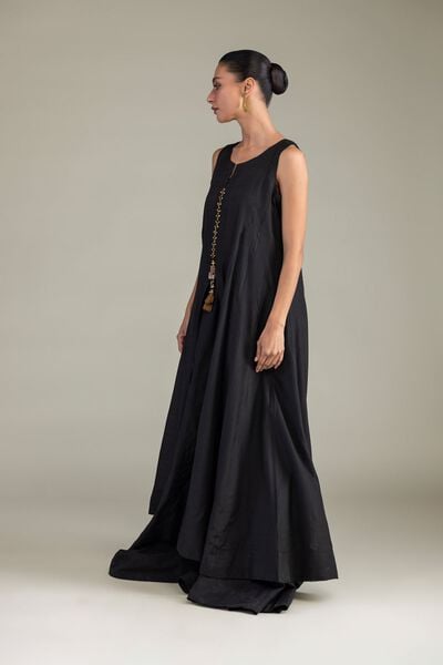 Dyed | Textured Raw Silk | Black Solid Pants | GBP 35.00