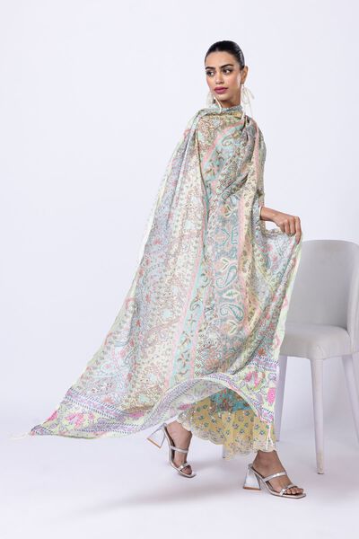 Embroidered | Light Oak Silk | Dupatta | GBP 25.00