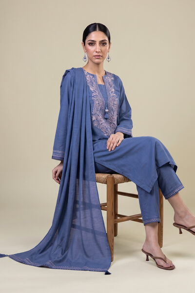 Embroidered | Light Khaddar | Embroidered Blue Kurta | GBP 40.00