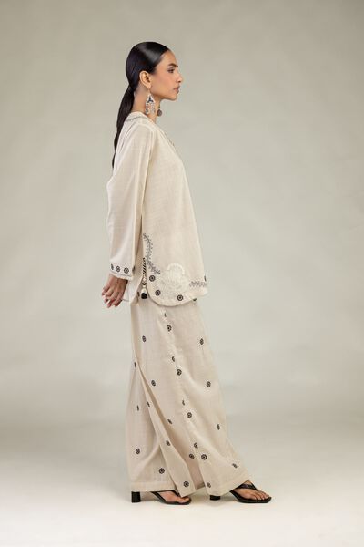 Textured Cotton | Embroidered | Textured Cotton Pants | GBP 15.00