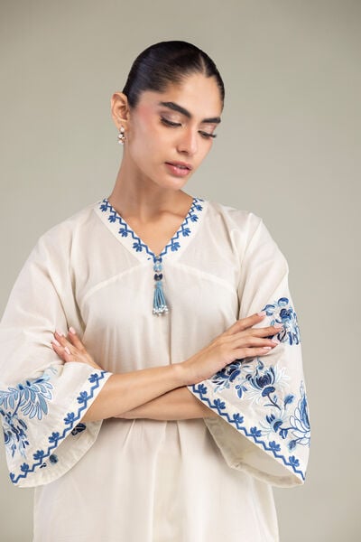 Embroidered | Cambric | Long Floral Kurta | GBP 40.00