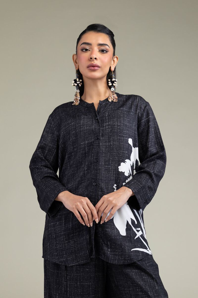 Printed | Viscose Crepe | Black Viscose Shirt | GBP 25.00