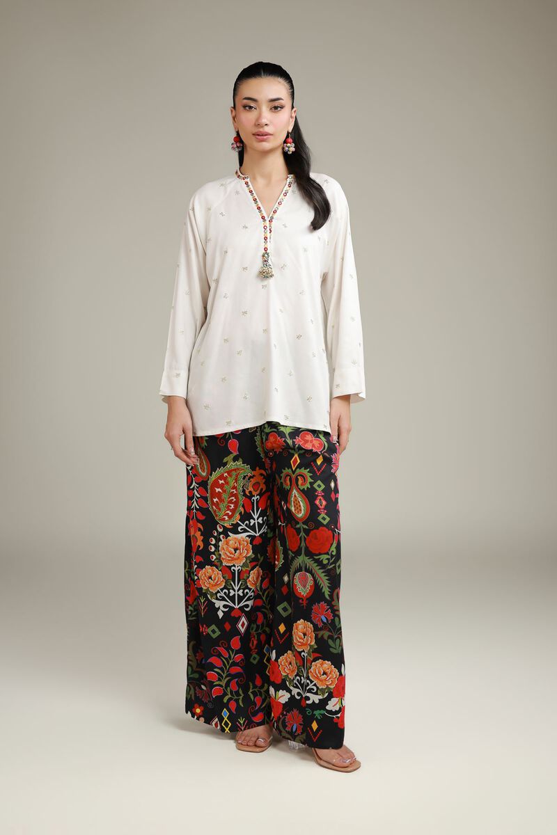 Embroidered | Viscose Crepe | Viscose V-Neck Tunic | GBP 30.00