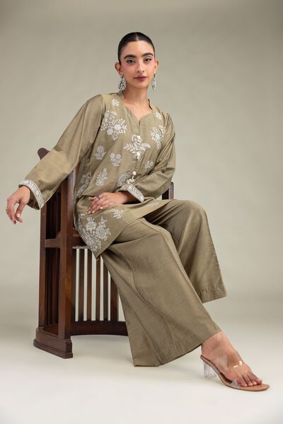 Printed | Raw Silk | Floral Silk Kurta | GBP 45.00