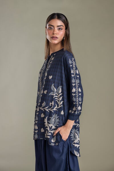 Printed | Viscose Crepe | Navy Floral Shirt | GBP 30.00
