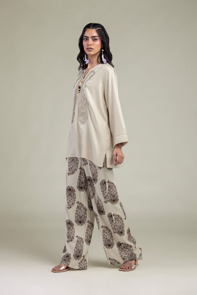 Embroidered | Viscose Crepe | Paisley Viscose Trousers | GBP 25.00