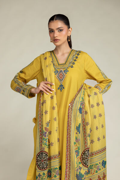 Embroidered | Lawn | Yellow Lawn Dupatta | GBP 25.00