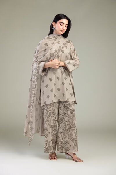 Embroidered | Cambric | Beige Floral Pants | GBP 25.00