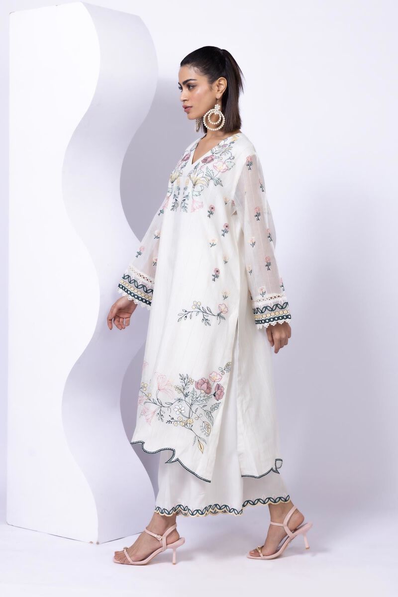 Embroidered | Cotton Zari Organza | Kurta | GBP 30.00