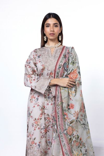 Embroidered | Cotton Satin | Fabrics 3 Piece | GBP 32.50