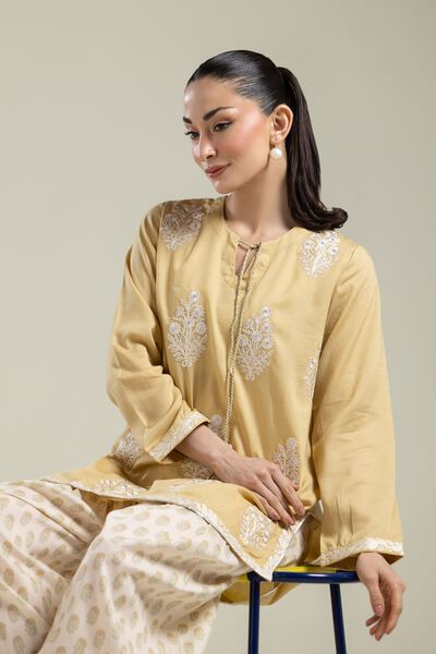 Embroidered | Textured Weave | Floral Embroidered Kurta | GBP 30.00