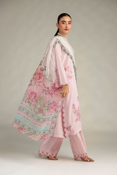 Embroidered | Mesuri | Pink Floral Dupatta | GBP 20.00