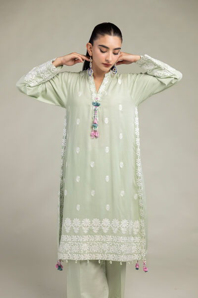Embroidered | Raw Silk | Floral Silk Kurta | GBP 55.00