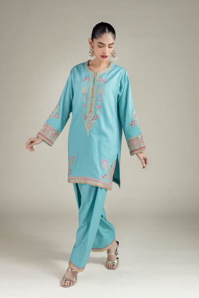 Embroidered | Raw Silk | Pants | GBP 25.00