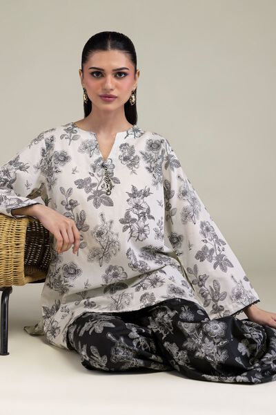 Printed | Cotton Viscose | Floral V-Neck Kurta | GBP 30.00