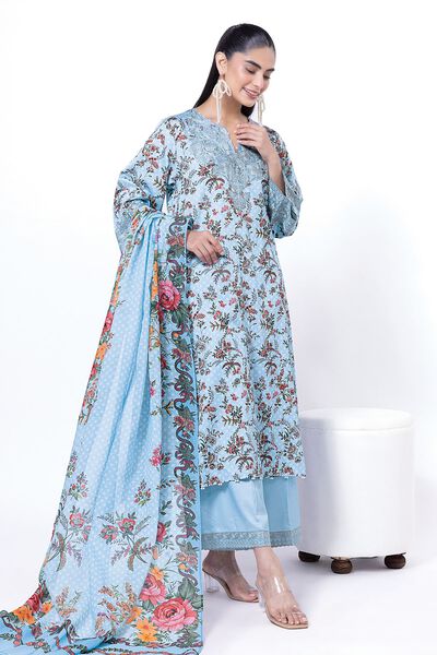 Embroidered | Cotton Satin | Fabrics 3 Piece | GBP 25.00