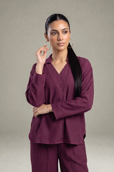 Dyed | Crepe | Solid V-Neck Blouse | GBP 30.00