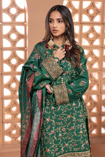 Dull Raw Silk | Embroidered | Fabrics 3 Piece | GBP 27.50