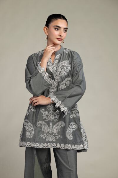 Raw Silk | Gray Silk Kurta | GBP 55.00